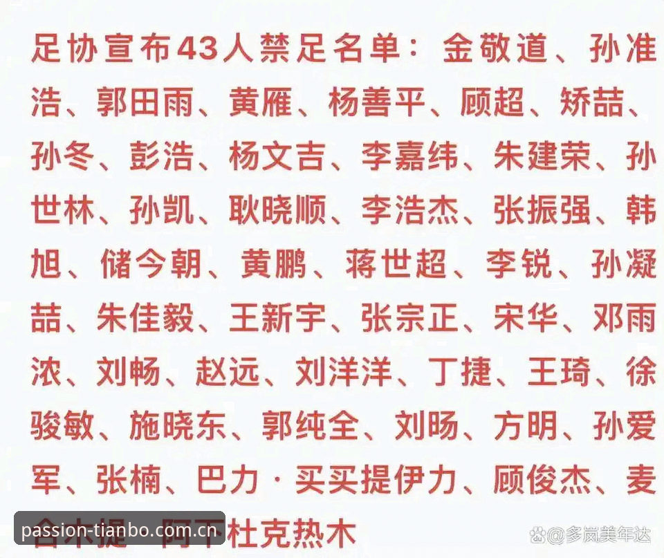 中国足协第三批禁足名单曝光，17人终身禁赛引爆行业震荡